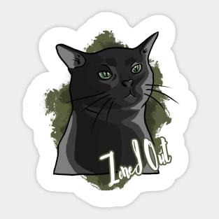 Zoned Out Black Cat Sticker